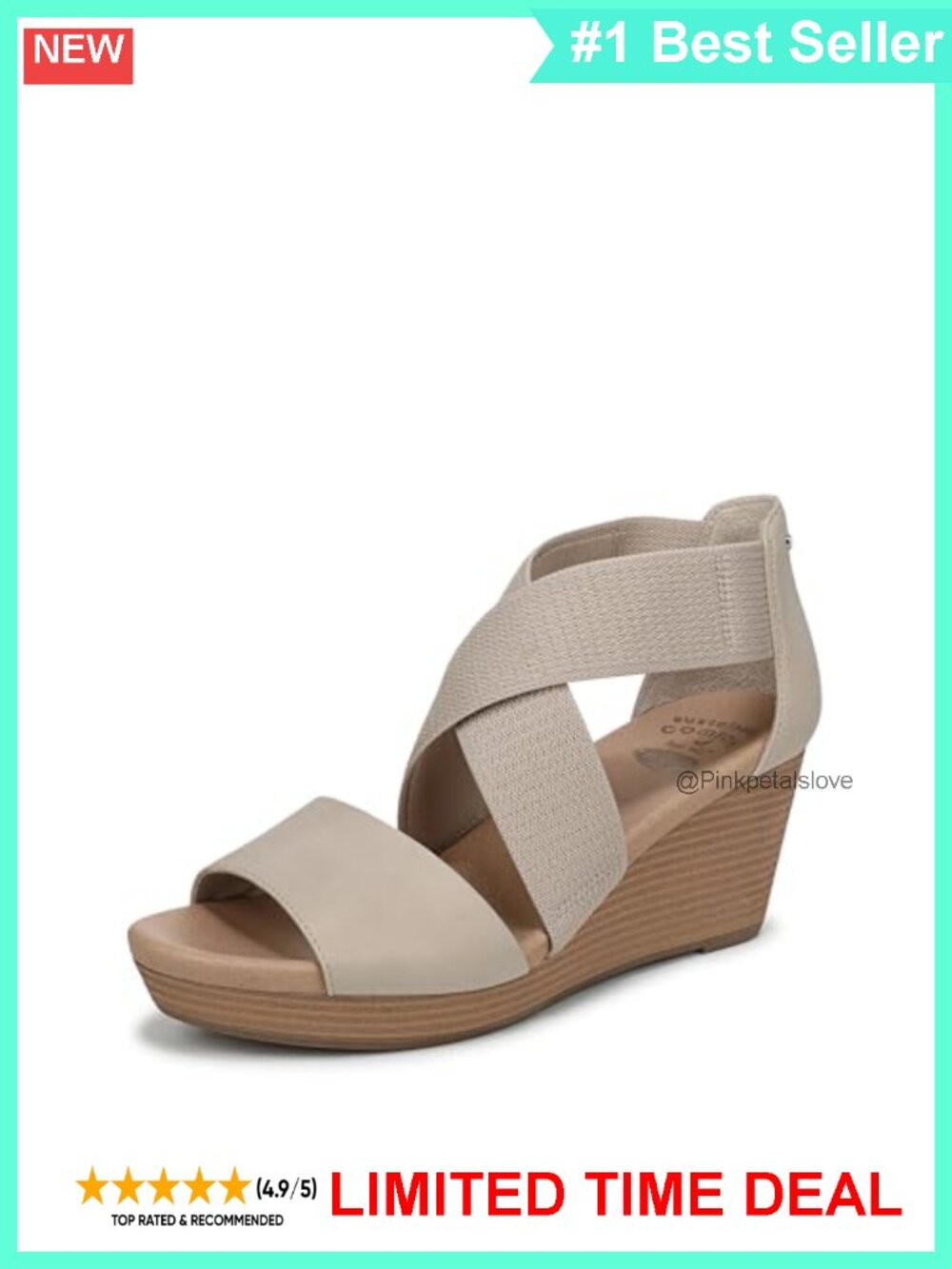 Women's Strappy Wedge Platform Sandals Bloom Foam Cushioned Insole